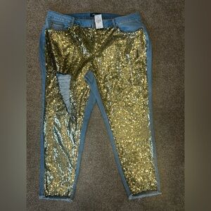 Ashley Sturat‎ Gold Sequin Women's Jeans Size 22 NWT